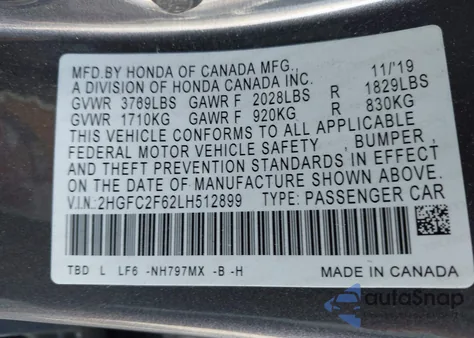 2020 Honda Civic Lx from USA, damaged, VIN 2HGFC2F62LH512899